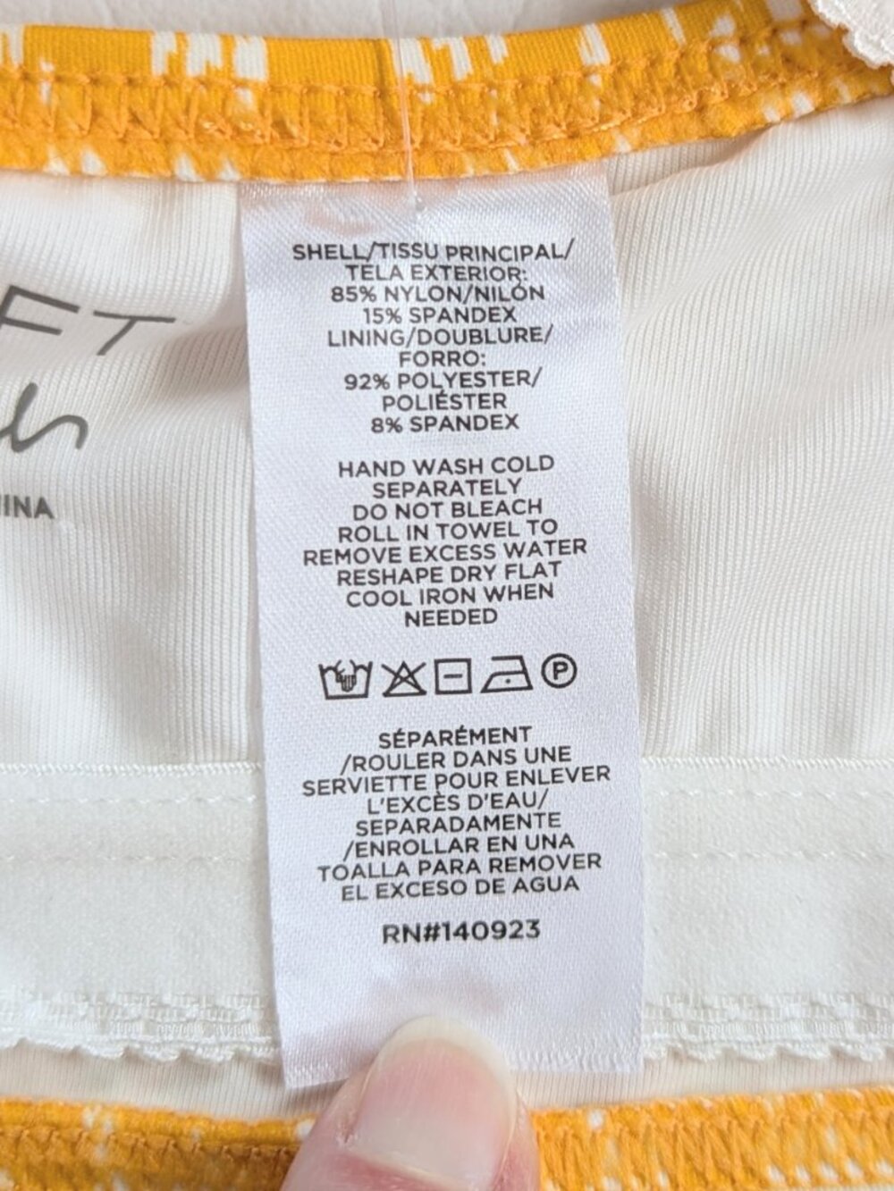 NWT Loft Ikat Print Bikini 2 Piece Set Swim Suit Size Medium Mustard White - Picture 8 of 9